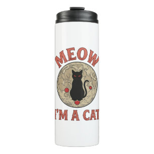 Lustige schwarze Katze Mond Vintage Halloween-Desi Thermosbecher