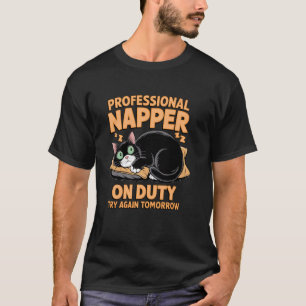 Lustige schwarze Katze Nickerchen Humor Faul Schla T-Shirt