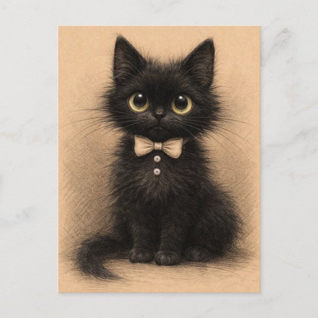 Lustige schwarze Katze. Postkarte (Vorderseite)