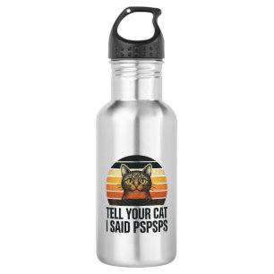 Lustige schwarze Katze Pspsps Vintage-Sonnenunterg Edelstahlflasche