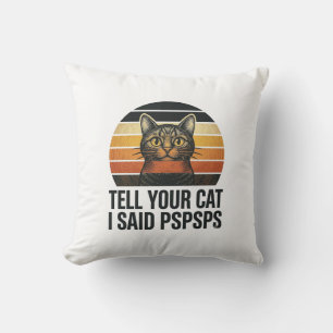 Lustige schwarze Katze Pspsps Vintage-Sonnenunterg Kissen