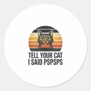 Lustige schwarze Katze Pspsps Vintage-Sonnenunterg Runder Aufkleber
