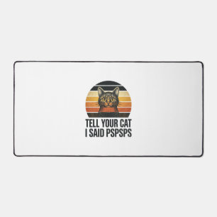 Lustige schwarze Katze Pspsps Vintage-Sonnenunterg Schreibtischunterlage