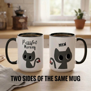 Lustige schwarze Katze Purrfecter Morgen Süße Kitt Tasse