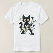 Lustige schwarze Katze Rocker E-Gitarre Heavy Meta