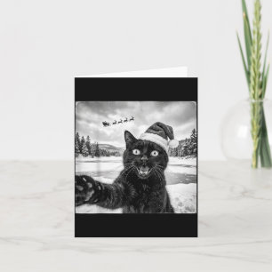 Lustige schwarze Katze Selfie mit Weihnachtsmann W Karte