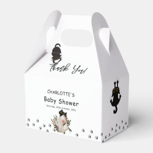 Lustige schwarze Katze und florales Buch-Baby-Part Geschenkschachtel