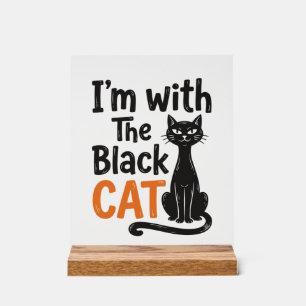 Lustige schwarze Katze Vintage Gravur Halloween De Acrylschild