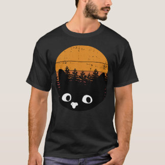 Lustige schwarze Katze Vintage-Katze Retro-Design T-Shirt
