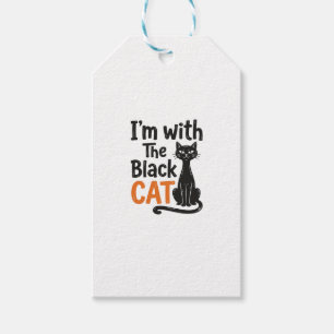 Lustige schwarze Katze Vintage-Stich Halloween-Des Geschenkanhänger