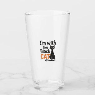 Lustige schwarze Katze Vintage-Stich Halloween-Des Glas