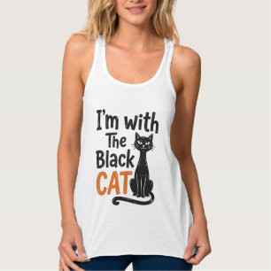 Lustige schwarze Katze Vintage-Stich Halloween-Des Tank Top