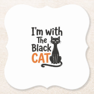 Lustige schwarze Katze Vintage-Stich Halloween-Des Untersetzer