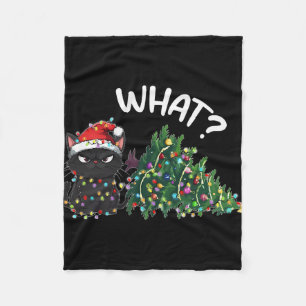 Lustige schwarze Katze Was Weihnachtsbaum Lustige Fleecedecke