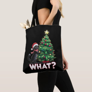 Lustige schwarze Katze Was Xmas Weihnachtsbaum