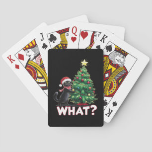 Lustige schwarze Katze Was Xmas Weihnachtsbaum Spielkarten