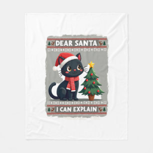 Lustige schwarze Katze Weihnachten Lieber Santa, i Fleecedecke