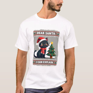 Lustige schwarze Katze Weihnachten Lieber Santa, i T-Shirt