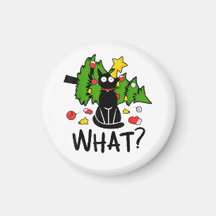 Lustige schwarze Katze Weihnachtsbaum Frohe Santa Magnet