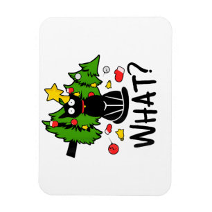 Lustige schwarze Katze Weihnachtsbaum Frohe Santa Magnet