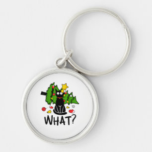 Lustige schwarze Katze Weihnachtsbaum Frohe Santa  Schlüsselanhänger