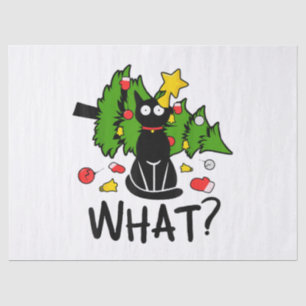 Lustige schwarze Katze Weihnachtsbaum Frohe Santa Seidenpapier