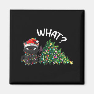 Lustige schwarze Katze Weihnachtsbaum Frohe Weihna Magnet