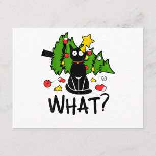 Lustige schwarze Katze Weihnachtsbaum Merry Santa Begleitkarte
