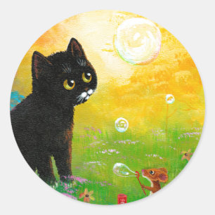 Lustige schwarze Katzen Creationarts Aufkleber