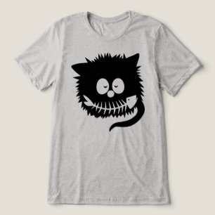 Lustige schwarze Katzen-Fischgräten-Lächeln Süße K Tri-Blend Shirt