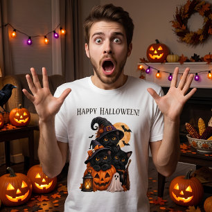 Lustige schwarze Katzen Halloween Gruselig T-Shirt