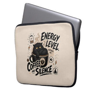 Lustige schwarze Katzen Introvertiert Laptop Hülle Laptopschutzhülle