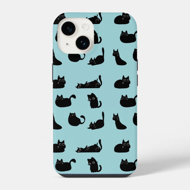 Lustige schwarze Katzen iPhone Hülle (Rückseite)