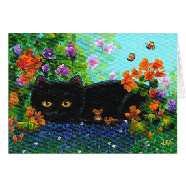 Lustige schwarze Katzen-MäuseBlumen Creationarts (Vorderseite (Horizontal))