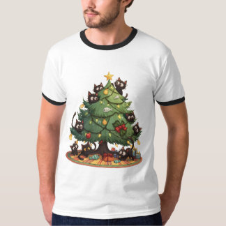 Lustige schwarze Katzen Weihnachtsbaum Chaos Süße T-Shirt