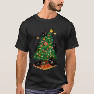Lustige schwarze Katzen Weihnachtsbaum Feiertags H T-Shirt