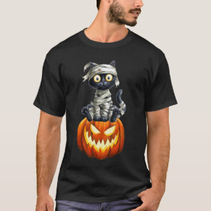 Lustige schwarze Katzen-Zombie-gruselige Halloween T-Shirt