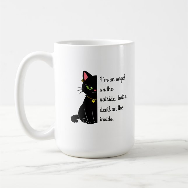 Lustige schwarze Katzenbecher Kaffeetasse (Links)