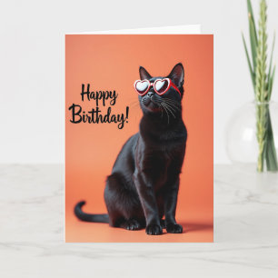 Lustige schwarze Katzenbrille Grußkarte Karte