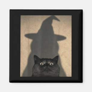 Lustige schwarze Katzenhexe Meme Vintage Halloween Magnet