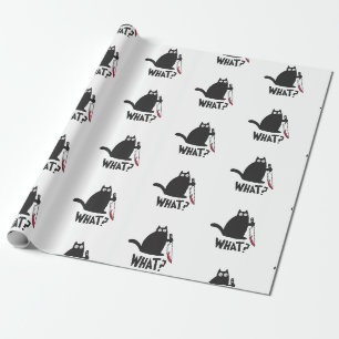 Lustige schwarze Katzenmesser Was Meme Dunkler Hum Geschenkpapier