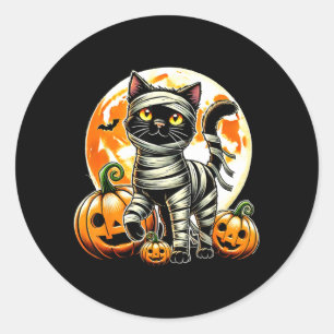 Lustige schwarze Katzenmumie Halloween-Kostüm Männ Runder Aufkleber