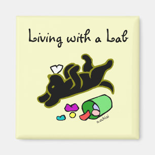 Lustige schwarze Labrador-Cartoon-Illustration Magnet