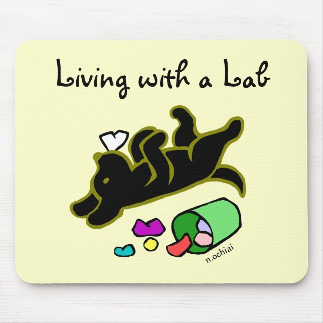 Lustige schwarze Labrador-Cartoon-Illustration Mousepad (Vorne)