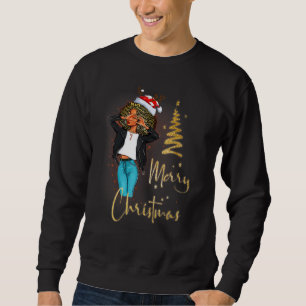 Lustige schwarze Mrs Santa nur ein Mädchen, das Ch Sweatshirt