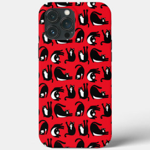 Lustige schwarze rote Katze Fitness Case-Mate iPhone Hülle