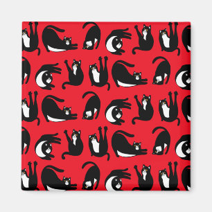 Lustige schwarze rote Katze Fitness Magnet