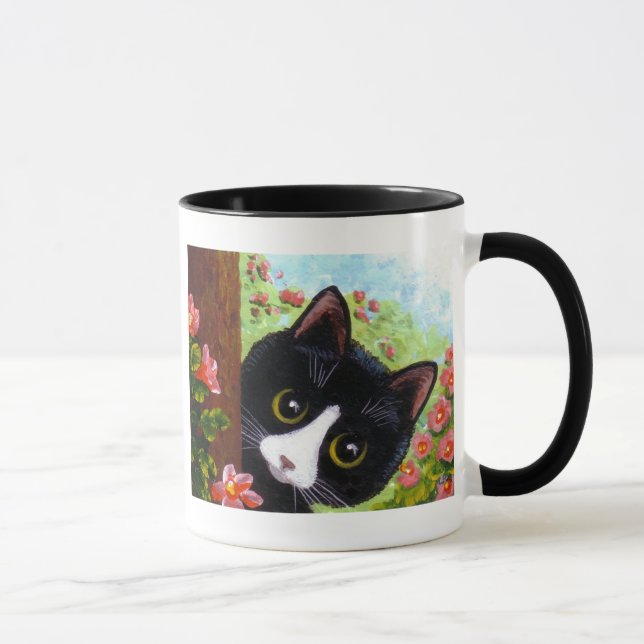 Lustige schwarze Smokings-Katze Creationarts Tasse (Rechts)