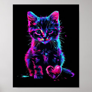 Lustige Schwarzlicht-Glitch-Art Süße Katze Kätzche Poster