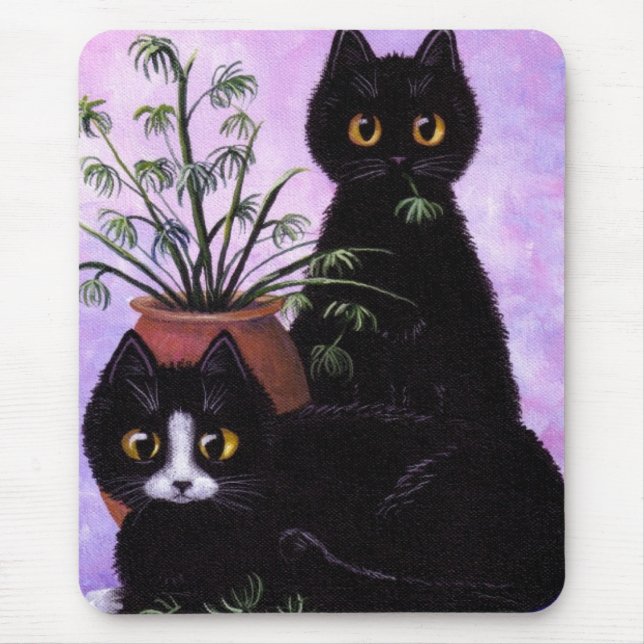 Lustige Schwarzweiss-Katze Creationarts Mousepad (Vorne)